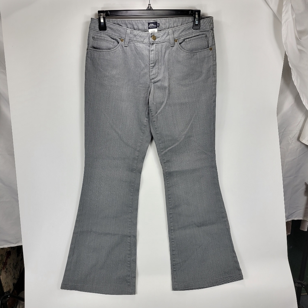 LL Bean Flare Leg Denim Jeans Pants Women 8 Gray Business Casual Western Cowgirl
